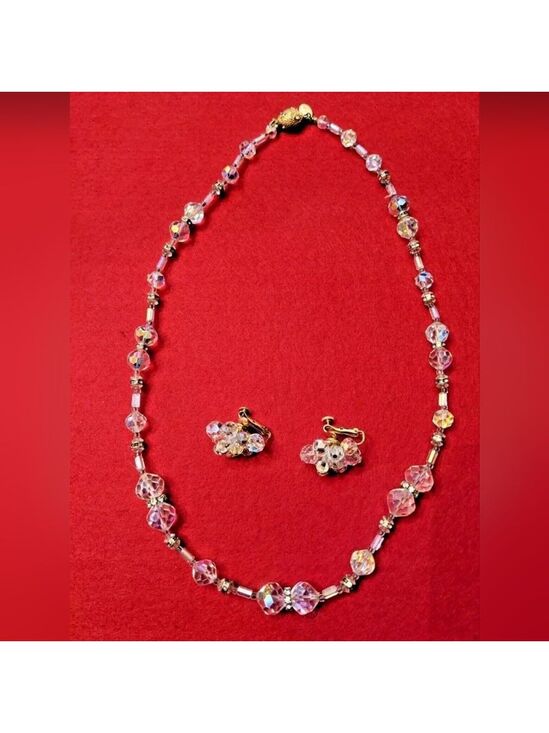 Vendome Jewelry - Vintage Vendome Aurora Borealis Crystal Necklace and Earring Set